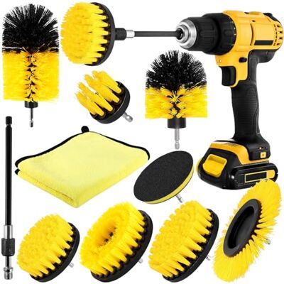 JUQG Boorborstel, 10 stuks, reinigingsborstel, reinigingsborstel voor elektrische boormachine, wielreinigingsborstel, geschikt voor keuken, auto, badkamer, tegels JUQG Boorborstel, 10 stuks, reinigingsborstel, reinigingsborstel voor elektrische boormachine, wielreinigingsborstel, geschikt voor keuken, auto, badkamer, tegels