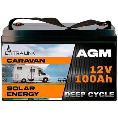 EXTRALINK AGM-accu 12 V 100 Ah – onderhoudsvrije langzame ontladingsbatterij, lekvrij, diepe cyclus – zonne-accu, camper, UPS, autonoom systeem, noodstroomvoorziening EXTRALINK AGM-accu 12 V 100 Ah – onderhoudsvrije langzame ontladingsbatterij, lekvrij, diepe cyclus – zonne-accu, camper, UPS, autonoom systeem, noodstroomvoorziening