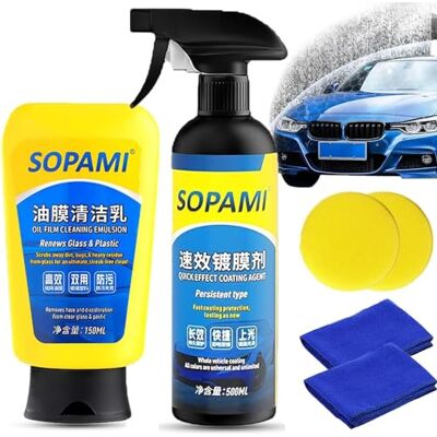 TiLLOw Sopami Car Coating Spray, Remove Car Glass Oil Film, Sopami Quickly Coat Car Wax Polish Spray, Waterless Wash Car Ceramic Coating (Emulsie + Spray) TiLLOw Sopami Car Coating Spray, Remove Car Glass Oil Film, Sopami Quickly Coat Car Wax Polish Spray, Waterless Wash Car Ceramic Coating (Emulsie + Spray)