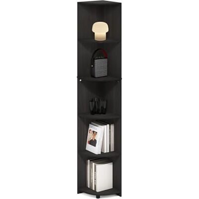 Furinno Econ Espresso hoekboekenkast met 5 niveaus Furinno Econ Espresso hoekboekenkast met 5 niveaus