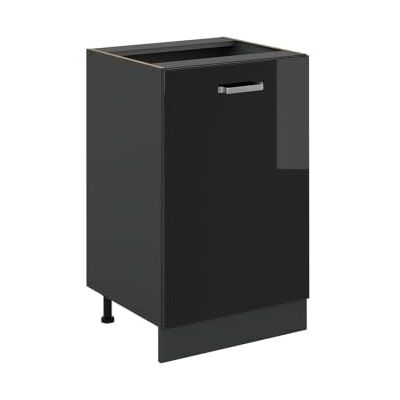 Vicco Meuble bas de cuisine "R-Line", Noir Haute brillance/Anthracite 50 cm 1 Porte · Sans plan de travail · Pieds réglables en hauteur · 1 Tablette · Librement combinable Vicco Meuble bas de cuisine "R-Line", Noir Haute brillance/Anthracite 50 cm 1 Porte · Sans plan de travail · Pieds réglables en hauteur · 1 Tablette · Librement combinable
