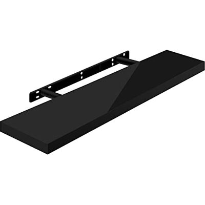WOLTU Volato RG9480sz zwevend wandrek voor cd/dvd en boek, van hout, zwart, glanzend, 80 x 22,9 x 3,8 cm WOLTU Volato RG9480sz zwevend wandrek voor cd/dvd en boek, van hout, zwart, glanzend, 80 x 22,9 x 3,8 cm