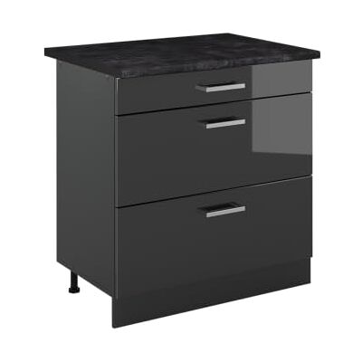 Vicco Meuble cuisine "R-Line", Anthracite Haute brillance/Anthracite 80 cm 3 Tiroirs · Plan de travail incl. · Pieds réglables en hauteur · ✓ Accès facile · Librement combinable Vicco Meuble cuisine "R-Line", Anthracite Haute brillance/Anthracite 80 cm 3 Tiroirs · Plan de travail incl. · Pieds réglables en hauteur · ✓ Accès facile · Librement combinable