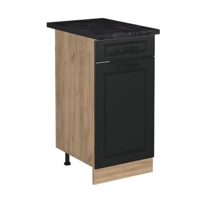 Vicco Meuble bas de cuisine "R-Line", Anthracite campagne/Chêne doré 40 cm Façade en MDF · Plan de travail incl. · Pieds réglables en hauteur · 1 Porte · Librement combinable Vicco Meuble bas de cuisine "R-Line", Anthracite campagne/Chêne doré 40 cm Façade en MDF · Plan de travail incl. · Pieds réglables en hauteur · 1 Porte · Librement combinable