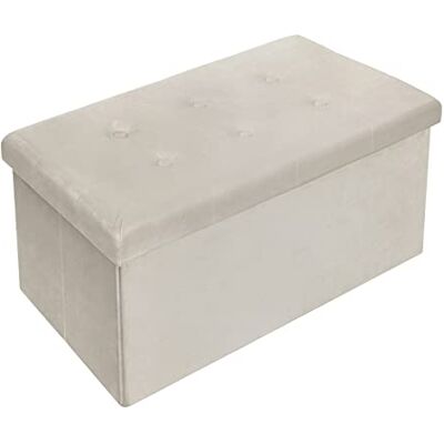 WOLTU Fluwelen opbergbank, opvouwbare kubuskruk, opbergkist, voetensteun, draagvermogen 300 kg, 80 l, 76 x 37,5 x 38 cm, crème, SH70 cm WOLTU Fluwelen opbergbank, opvouwbare kubuskruk, opbergkist, voetensteun, draagvermogen 300 kg, 80 l, 76 x 37,5 x 38 cm, crème, SH70 cm