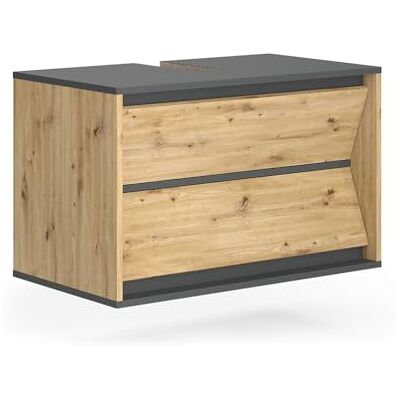 Vicco Enkele wastafelonderkast "Edelin", antraciet/ambachtelijk, 80 x 50 cm 2 laden · wandmontage · uitsparing voor sifon · voor verzorgingsproducten en badkameraccessoires · royale opslag Vicco Enkele wastafelonderkast "Edelin", antraciet/ambachtelijk, 80 x 50 cm 2 laden · wandmontage · uitsparing voor sifon · voor verzorgingsproducten en badkameraccessoires · royale opslag