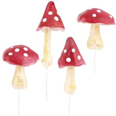 com-four ® 4 x vliegenzwam, kunstmatige paddenstoelen om in te steken com-four ® 4 x vliegenzwam, kunstmatige paddenstoelen om in te steken