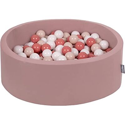 KiddyMoon Ballenbad voor baby's, rond, 90 x 30 cm/200 ballen 7 cm ballenbakken speelgoed voor kinderen, Berue: pastelbeige/zalm/wit KiddyMoon Ballenbad voor baby's, rond, 90 x 30 cm/200 ballen 7 cm ballenbakken speelgoed voor kinderen, Berue: pastelbeige/zalm/wit