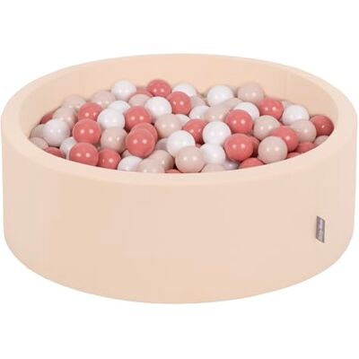 KiddyMoon Ballenbad voor baby's, rond, 90 x 30 cm/300 ballen, 7 cm, ballenbak, kinderspeelgoed, beige: pastelbeige/zalm/wit KiddyMoon Ballenbad voor baby's, rond, 90 x 30 cm/300 ballen, 7 cm, ballenbak, kinderspeelgoed, beige: pastelbeige/zalm/wit