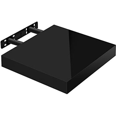 WOLTU Volato RG9488sz zwevend wandrek voor cd/dvd en boek, van hout, zwart, glanzend, 25 x 22,9 x 3,8 cm WOLTU Volato RG9488sz zwevend wandrek voor cd/dvd en boek, van hout, zwart, glanzend, 25 x 22,9 x 3,8 cm