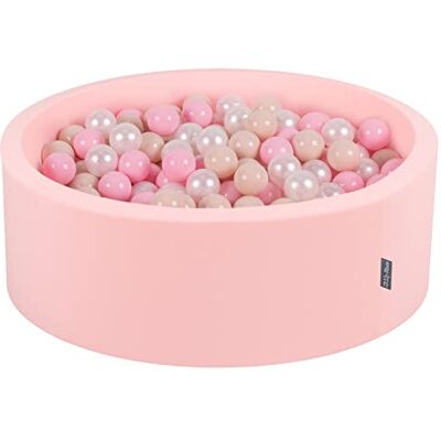 KiddyMoon Ballenbad 90 x 30 cm/200 ballen met een diameter van 7 cm, voor baby's, rond, roze: pastelbeige/poederroze/parel KiddyMoon Ballenbad 90 x 30 cm/200 ballen met een diameter van 7 cm, voor baby's, rond, roze: pastelbeige/poederroze/parel