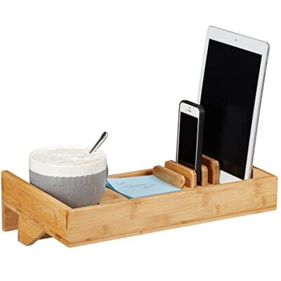 Relaxdays Bedplank, mini-nachtkastje om vast te klemmen, van bamboe, bekerhouder D: 9 cm, ruimtebesparende organizer, naturel, diameter Relaxdays Bedplank, mini-nachtkastje om vast te klemmen, van bamboe, bekerhouder D: 9 cm, ruimtebesparende organizer, naturel, diameter