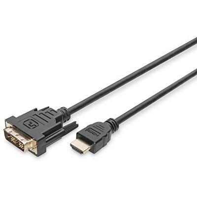 Digitus HDMI-adapterkabel type A naar DVI-D (18+1) Full HD 2 m enkele verbinding compatibel met pc, monitor, projector blister zwart Digitus HDMI-adapterkabel type A naar DVI-D (18+1) Full HD 2 m enkele verbinding compatibel met pc, monitor, projector blister zwart