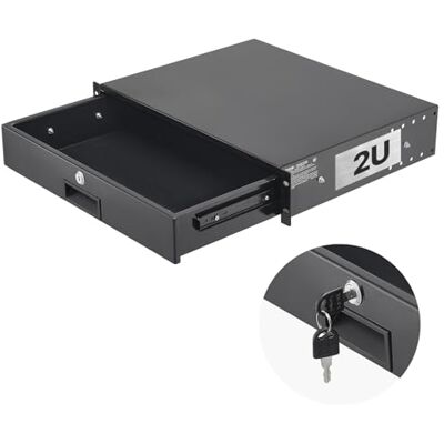 VEVOR 2U rackmontagelade, maximaal draagvermogen 22,7 kg, afsluitbare serverkastbehuizing, uittrekbare lade met slot en kabelmanagementgaten, voor rack of kast VEVOR 2U rackmontagelade, maximaal draagvermogen 22,7 kg, afsluitbare serverkastbehuizing, uittrekbare lade met slot en kabelmanagementgaten, voor rack of kast