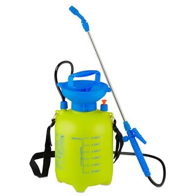 Relaxdays Druksproeier met lans, 3 liter, verstelbaar mondstuk, plantenverzorging en reiniging, tuinsproeier, geel/blauw Relaxdays Druksproeier met lans, 3 liter, verstelbaar mondstuk, plantenverzorging en reiniging, tuinsproeier, geel/blauw
