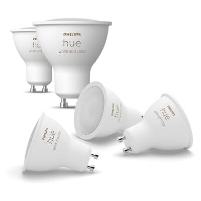Philips White & Color Ambiance GU10 LED Spot 5 stuks (400 lm), dimbare led-lampen voor het Hue verlichtingssysteem met 16 miljoen slimme kleuren, lichtregeling via stem en app Philips White & Color Ambiance GU10 LED Spot 5 stuks (400 lm), dimbare led-lampen voor het Hue verlichtingssysteem met 16 miljoen slimme kleuren, lichtregeling via stem en app