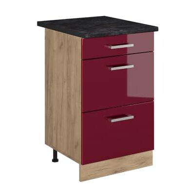 Vicco Meuble cuisine "R-Line", Rouge brillant/Chêne doré 50 cm Vicco Meuble cuisine "R-Line", Rouge brillant/Chêne doré 50 cm