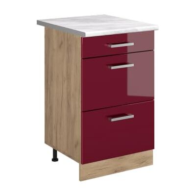 Vicco Meuble cuisine "R-Line", Rouge brillant/Chêne doré 50 cm Vicco Meuble cuisine "R-Line", Rouge brillant/Chêne doré 50 cm