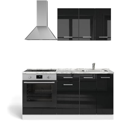 Vicco Keuken "R-Line", glanzend zwart/wit, 160 cm Vicco Keuken "R-Line", glanzend zwart/wit, 160 cm