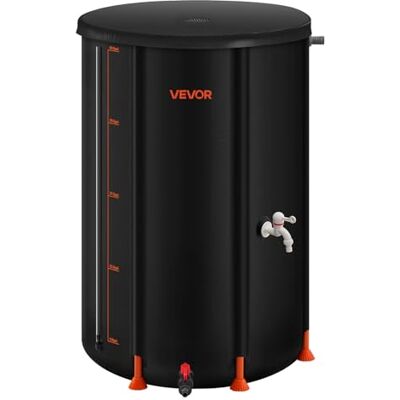 VEVOR Opvouwbare regenton, 250 liter, draagbaar, 500D PVC regenwaterverzamelsysteem, opslagtank met kraan en overloopset, zwart VEVOR Opvouwbare regenton, 250 liter, draagbaar, 500D PVC regenwaterverzamelsysteem, opslagtank met kraan en overloopset, zwart
