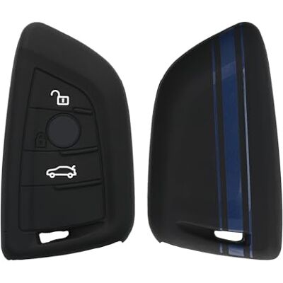 kwmobile Autosleutelhoes compatibel met BMW Smart Key 3-knops autosleutel accessoire zachte siliconen hoes blauw-zwart kwmobile Autosleutelhoes compatibel met BMW Smart Key 3-knops autosleutel accessoire zachte siliconen hoes blauw-zwart