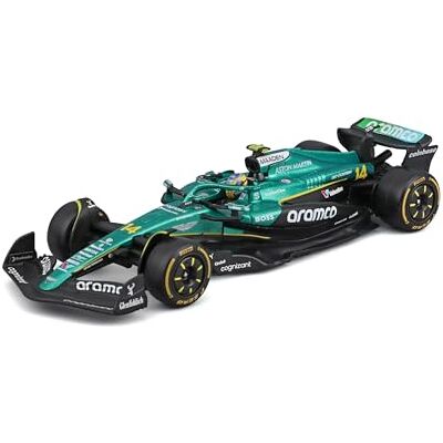 Bburago Aston Martin AMR25 Formula 1 2025#14 Alonso, 1:43 schaal Diecast auto model met helm en vitrine, officiële F1 replica, realistische details, aanbevolen leeftijd 14+ jaar Bburago Aston Martin AMR25 Formula 1 2025#14 Alonso, 1:43 schaal Diecast auto model met helm en vitrine, officiële F1 replica, realistische details, aanbevolen leeftijd 14+ jaar