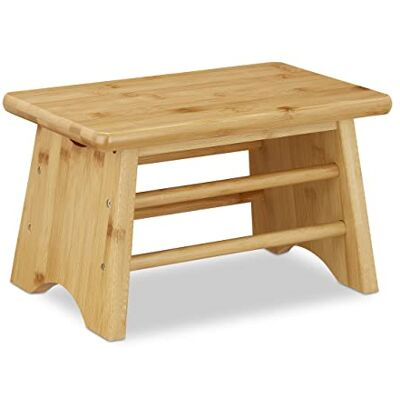 Relaxdays 10032109 Kruk, bamboe, tot 100 kg, opstapkruk voor kinderen, badkamer, voetensteun 20 x 33 x 21,5 cm, natuur, 1 element Relaxdays 10032109 Kruk, bamboe, tot 100 kg, opstapkruk voor kinderen, badkamer, voetensteun 20 x 33 x 21,5 cm, natuur, 1 element