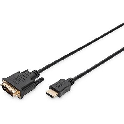 Digitus HDMI-adapterkabel type A naar DVI-D (18+1) Full HD 2 m enkele verbinding compatibel met pc, monitor, projector polybag zwart Digitus HDMI-adapterkabel type A naar DVI-D (18+1) Full HD 2 m enkele verbinding compatibel met pc, monitor, projector polybag zwart
