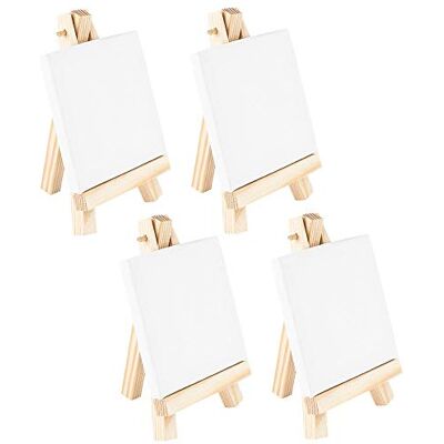 Ideen mit Herz Mini schildersezels met canvas, mini-canvas op wit frame, houten ezels, tafeldecoratie (canvas 7,5 x 7,5 cm, schildersezel 12,8 x 7,5 cm, 4 stuks) Ideen mit Herz Mini schildersezels met canvas, mini-canvas op wit frame, houten ezels, tafeldecoratie (canvas 7,5 x 7,5 cm, schildersezel 12,8 x 7,5 cm, 4 stuks)