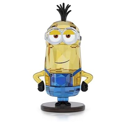 Swarovski Minions Kevin figuur, 366 facet kristallen decoratie, chromen metalen bril, zwart metallic pump, zwart kunstleer, verzamelstuk Swarovski Minions Kevin figuur, 366 facet kristallen decoratie, chromen metalen bril, zwart metallic pump, zwart kunstleer, verzamelstuk
