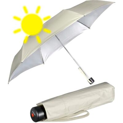 Knirps C.058 Handmatige lichte mini-paraplu met uv-bescherming en warmte, beige/zilver, UV- en thermische bescherming Knirps C.058 Handmatige lichte mini-paraplu met uv-bescherming en warmte, beige/zilver, UV- en thermische bescherming