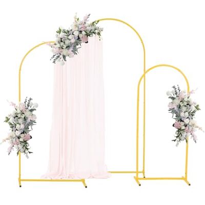 VEVOR 3 stuks 1,2 m, 1,5 m, 1,2 m boogvormige achtergrond, stabiele structuur, eenvoudige montage, gouden metalen standaard voor bruiloft, verjaardagsfeest, afstudeerfeest, feest VEVOR 3 stuks 1,2 m, 1,5 m, 1,2 m boogvormige achtergrond, stabiele structuur, eenvoudige montage, gouden metalen standaard voor bruiloft, verjaardagsfeest, afstudeerfeest, feest