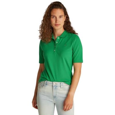 Tommy Hilfiger 1985 Reg Pique Polo Ss Ww0ww43224 Polo S/S Dames (1 stuk), Groen (Radiant Green), S S Tommy Hilfiger 1985 Reg Pique Polo Ss Ww0ww43224 Polo S/S Dames (1 stuk), Groen (Radiant Green), S S