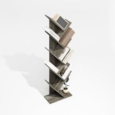 Furinno TREE Bibliothèque à 9 niveaux, bibliothèque d'arbre pour décoration de chambre, 21,34 x 39,88 x 129,29 cm, pour salon, chambre à coucher, bureau à domicile, chêne gris Furinno TREE Bibliothèque à 9 niveaux, bibliothèque d'arbre pour décoration de chambre, 21,34 x 39,88 x 129,29 cm, pour salon, chambre à coucher, bureau à domicile, chêne gris