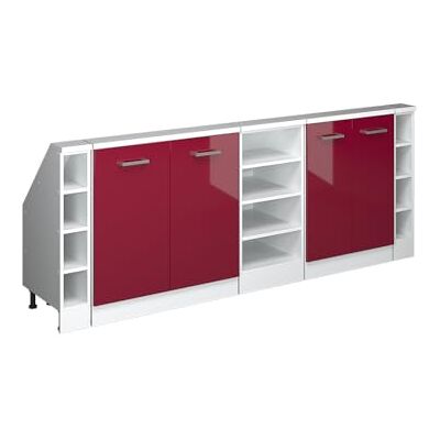 Vicco Rion schuin opbergmeubelsets rood glanzend / wit Vicco Rion schuin opbergmeubelsets rood glanzend / wit