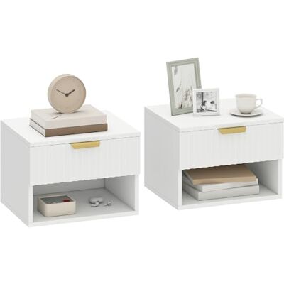 HOMCOM Set van 2 hangende nachtkastjes, 40 x 34 x 29 cm, wit HOMCOM Set van 2 hangende nachtkastjes, 40 x 34 x 29 cm, wit