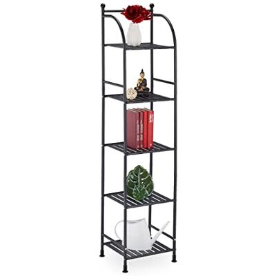 Relaxdays Verticale plank, staal, (h x b x d): 145 x 33 x 28 cm, keuken- en badkameropslag, 5 niveaus, metaal, zwart Relaxdays Verticale plank, staal, (h x b x d): 145 x 33 x 28 cm, keuken- en badkameropslag, 5 niveaus, metaal, zwart