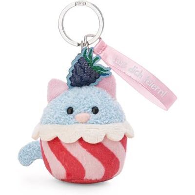 NICI 62864 Kat cupcake sleutelhanger "Lass Dich feiern!" 7 cm blauw veelzijdige pluche hanger met warme boodschap op elegant satijnen lint, voor jezelf of je favoriete mensen NICI 62864 Kat cupcake sleutelhanger "Lass Dich feiern!" 7 cm blauw veelzijdige pluche hanger met warme boodschap op elegant satijnen lint, voor jezelf of je favoriete mensen