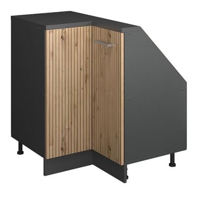 Vicco Hoekkast Rion Artisan eiken/antraciet Robuuste voorkant · diepte 46 cm · in hoogte verstelbare poten · verbindt twee zijden onder helling Vicco Hoekkast Rion Artisan eiken/antraciet Robuuste voorkant · diepte 46 cm · in hoogte verstelbare poten · verbindt twee zijden onder helling