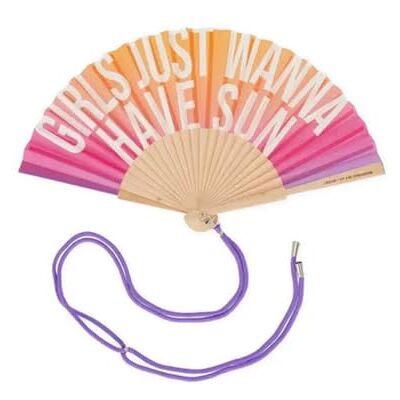 Legami Opvouwbare waaier ¡Que Calor! Sunset-motief, afneembaar en verstelbaar koord, van polyester, handvat van hout, 3,6 x 23 cm Legami Opvouwbare waaier ¡Que Calor! Sunset-motief, afneembaar en verstelbaar koord, van polyester, handvat van hout, 3,6 x 23 cm