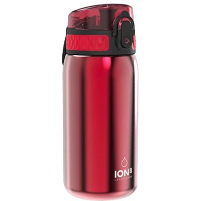 Ion8 Gourde Enfant Inox Léger, 400ml, Non Isolé, Anti-Fuite, Facile à Ouvrir, Verrouillage Sécurisé, Lavable au Lave-Vaisselle, Poignée de Transport, Facile à Nettoyer, Durable, Rouge Ion8 Gourde Enfant Inox Léger, 400ml, Non Isolé, Anti-Fuite, Facile à Ouvrir, Verrouillage Sécurisé, Lavable au Lave-Vaisselle, Poignée de Transport, Facile à Nettoyer, Durable, Rouge