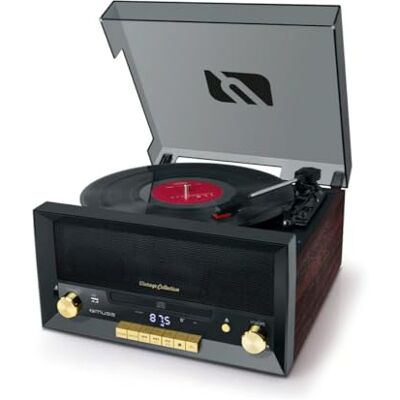 MUSE MT-110 B Micro CD- en radiosysteem met drietraps rotatie, Bluetooth, USB en SD-kaartlezer, houten doos, zwart/hout MUSE MT-110 B Micro CD- en radiosysteem met drietraps rotatie, Bluetooth, USB en SD-kaartlezer, houten doos, zwart/hout