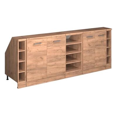 Vicco Onderkast "R-Line", gouden eiken, 210 cm, 5 boxen, 60 cm diep, geschikt voor schuine muren en variabele keukeninstallatie Vicco Onderkast "R-Line", gouden eiken, 210 cm, 5 boxen, 60 cm diep, geschikt voor schuine muren en variabele keukeninstallatie