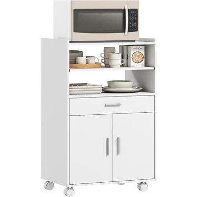 HOMCOM Keukenwagen op wieltjes, 59 x 40 x 92 cm, wit HOMCOM Keukenwagen op wieltjes, 59 x 40 x 92 cm, wit