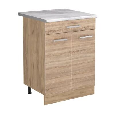 Vicco Meuble bas de cuisine "R-Line", Sonoma/Chêne doré 60 cm 2 Portes · Plan de travail incl. · Pieds réglables en hauteur · 1 Tablette · Librement combinable Vicco Meuble bas de cuisine "R-Line", Sonoma/Chêne doré 60 cm 2 Portes · Plan de travail incl. · Pieds réglables en hauteur · 1 Tablette · Librement combinable