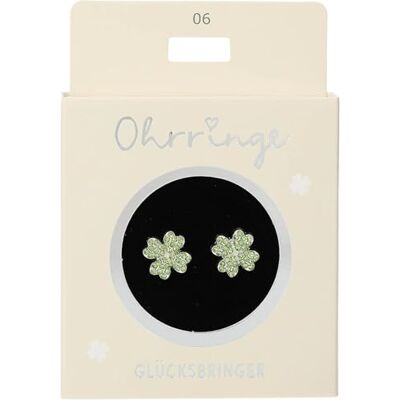 Depesche 13914.006 groene glitteroorbellen met geluksmotief en fonkelende stenen, klein cadeau Depesche 13914.006 groene glitteroorbellen met geluksmotief en fonkelende stenen, klein cadeau