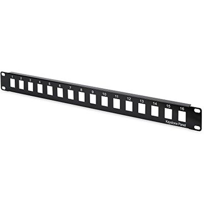 Digitus Patchpaneel, modulair, voor keystone-modules, 19 inch, 16 poorten, onafgeschermd, 1U rackmontage, zwart Digitus Patchpaneel, modulair, voor keystone-modules, 19 inch, 16 poorten, onafgeschermd, 1U rackmontage, zwart