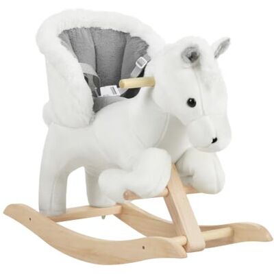 WOLTU Knuffelpaard van pluche, schommelspeelgoed, baby, hout, schommeldier, voor 1/2/3 jaar, cadeau voor verjaardag, Kerstmis, veiligheidsgordel, geluidseffect, wit en grijs WOLTU Knuffelpaard van pluche, schommelspeelgoed, baby, hout, schommeldier, voor 1/2/3 jaar, cadeau voor verjaardag, Kerstmis, veiligheidsgordel, geluidseffect, wit en grijs