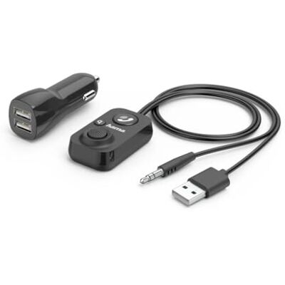 Hama Bluetooth handsfree set voor in de auto met AUX-ingang (met 2-weg USB-oplader, draadloze oproepen en luisteren naar muziek via autoluidspreker, 3,5 mm jack-adapter, audio Hama Bluetooth handsfree set voor in de auto met AUX-ingang (met 2-weg USB-oplader, draadloze oproepen en luisteren naar muziek via autoluidspreker, 3,5 mm jack-adapter, audio