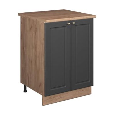 Vicco Onderkast voor gootsteen "Fame-Line", antraciet-goud landhuis/eiken goud, 60 cm, te combineren met andere modules uit de Fame-Line serie Façade en MDF · Plan de travail incl. · Pieds réglables en hauteur · Poignées en métal · Fermeture douce Vicco Onderkast voor gootsteen "Fame-Line", antraciet-goud landhuis/eiken goud, 60 cm, te combineren met andere modules uit de Fame-Line serie Façade en MDF · Plan de travail incl. · Pieds réglables en hauteur · Poignées en métal · Fermeture douce